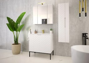 Szafka z umywalką wpuszczaną Aspen 08, biały mat/czarny, 80 cm - zestaw 3