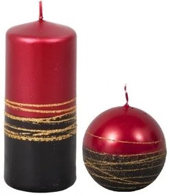 Świeczka świąteczna Lumina Gold walec, czerwony