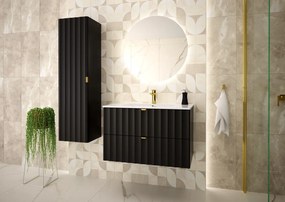 Szafka z umywalką wpuszczaną Arcos 07 czarny mat, 80 cm - zestaw 3