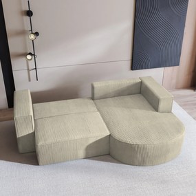 Masseno Narożnik SORELA z funkcją spania i pojemnikiem na pościel Narozniki L, Rozkładana sofa - Kremowy, POSO 100