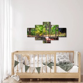 Obraz - Drewniana łódź na kanale, Tajlandia (125x70 cm)