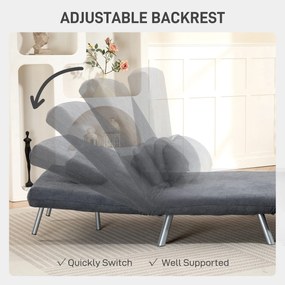 HOMCOM Fotel z funkcją łóżka, design 2-w-1, fotel do spania, łóżko gościnne, materiał pokryciowy, z poduszką, ciemnoszary