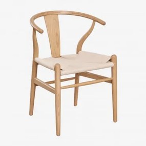 Zestaw 4 Krzeseł Jadalnianych Z Drewna Wiązu Uish Edition Naturalna - Sklum