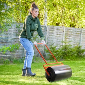 Outsunny Praktyczny Wał Ogrodowy, Ręczna Rolka do Traw, Wał do Trawy, Wałek Ogrodowy, Elastyczny, ze Stali, 58Dł x 32,5S x 113W cm, Czerwony