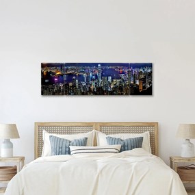 Obraz drapaczy chmur w nocy (170x50 cm)