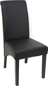 Krzesło do jadalni M37 (zestaw 6 sztuk),  sztuczna skóra matowa, czarny, ciemne nóżki