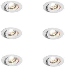 Zestaw 6 nowoczesnych białych reflektorów wpuszczanych 8,2 cm z LED IP54 Ultra Slim - Pupil