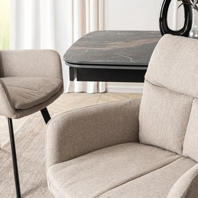 Krzesło Tapicerowane Obrotowe do Salonu CORTADO Beżowe Nowoczesne