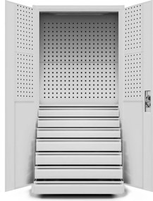 Szafa warsztatowa z szufladami Darek 92x50x185 cm, szara