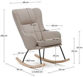 Beżowy bujany fotel z materiału bouclé Maustin – Kave Home