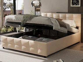 Łóżko 180x200cm z weluru - z stelażem na listwy - Beżowe