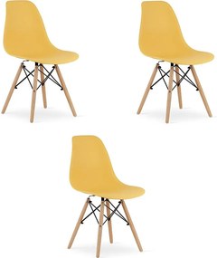 Krzesło Valora OSAKA, musztardowe, naturalne, nogi, polipropylen x3