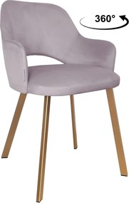 Krzesło Milano tkanina Welur noga metalowa : Kolor nogi - Złota profil, Kolor tkaniny - VELVET - MG55, Typ siedziska - Siedzisko obrotowe 360°