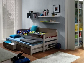 Łóżko dziecięce ONEGA 180x80 dwuosobowe szare/truflowe MEBLOBED