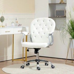 Vinsetto Krzesło biurowe, ergonomiczne krzesło do biura z podłokietnikami, wyściełane oparcie Białe