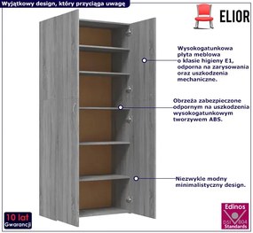 Wysoka szafa na buty z półkami szary dąb sonoma B9-N49