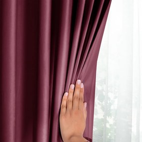 Bordowa/różowa aksamitna zasłona częściowo zaciemniająca (dimout) 140x270 cm Eyelets – Restilo