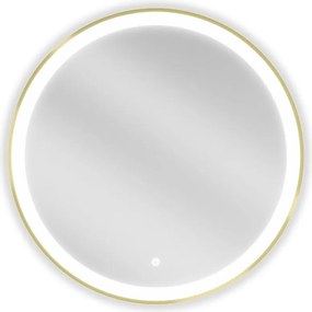 Mexen Esso lustro łazienkowe podświetlane, okragłe 70 cm, LED 6000K, antypara, rama złota szczotkowana - 9825-070-070-611-50