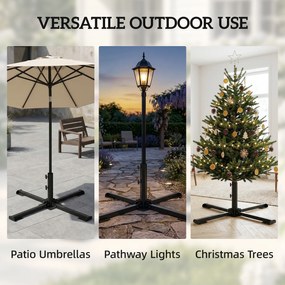 Outsunny Stojak na parasol składany na drążki o średnicy 38 i 48 mm, metalowa podstawa krzyżowa, ciemnoszary | Aosom PL