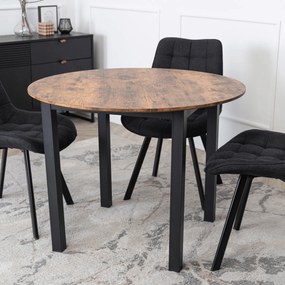 Stół Okrągły TEO 100 cm Dąb Rustykalny/Czarny do Jadalni Salonu Nowoczesny Loft