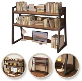 Wielofunkcyjna 3-poziomowa półka VERTEX czarna/orzech