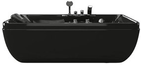 Wanna z hydromasażem czarna - 1 osobowa - 140 l - 150 x 75 x 54,5 cm - Prawostronna - GAVINO