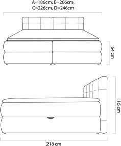 Grande - przestronne łóżko kontynentalne z materacem 7-strefowym i 2 pojemnikami 140x200 - 240x200
