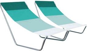 Zestaw 2 składanych leżaków plażowych SAND, zielone paski