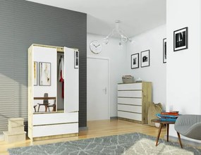 Skandynawska szafa z lustrem dąb artisan + biały - Scando
