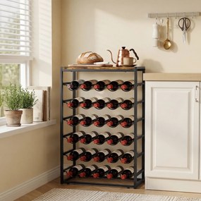 HOMCOM Stojak na wino na 30 butelek wolnostojący stojak z metalu do piwnicy, magazynu, 59 x 30 x 88,5 cm Rustykalny brąz | Aosom PL