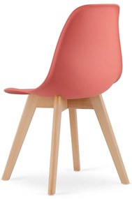 Koralowe krzesło KITO z bukowymi nogami