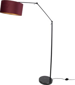 Lampa podłogowa czarna regulowana z czerwonym kloszem i złotym wnętrzem 50 cm - Editor