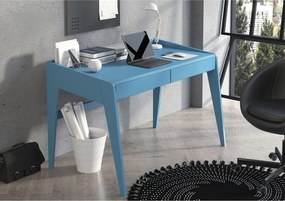 Drewniane bukowe biurko z szufladami Visby LISA / niebieski