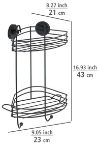 Półka pod prysznic Vacuum-Loc, dwupoziomowa, metalowa, WENKO