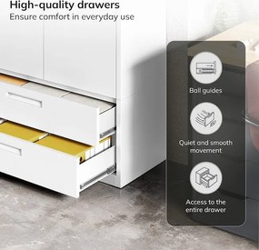 Szafa modułowa metalowa wielofunkcyjna z szufladą biała MEGAN 1850 x 900 x 400 mm