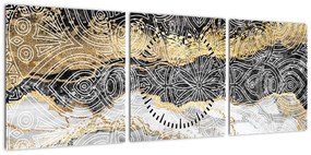 Obraz - Mandala w marmurze (z zegarem) (90x30 cm)