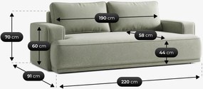 Sofa z Funkcją Spania CAMELIA Szara Boucle Nowoczesna
