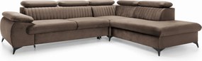 Masseno Narożnik FIORE z funkcją spania i pojemnikiem na pościel Narozniki L, Rozkładana sofa - Brązowy, MONOLITH 15