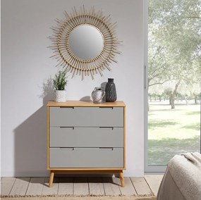 Komoda nocna Colummn Bruce z 3 szufladami, drewno lite, szerokość 80 cm.