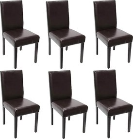 Zestaw 6 krzeseł do jadalni Littau ze sztucznej skóry,  sztuczna skóra, brązowe, ciemne nogi