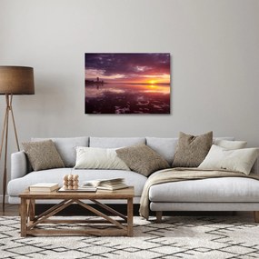 Obraz na szkle - Plaża o zachodzie słońca (70x50 cm)