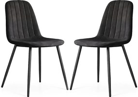 2x Welurowe krzesło tapicerowane pikowane Czarne LUMO Czarne nogi