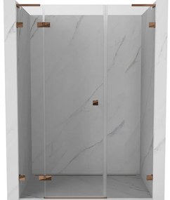 Mexen Lunar L drzwi prysznicowe uchylne lewe 135 cm, transparent, różowe złoto - 834SL-135-050-60-00-L