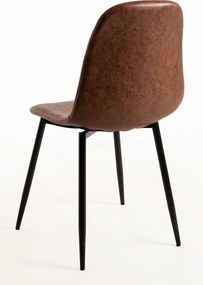 Zestaw 4 Krzese Black Teok Ekoskóra