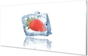 Szkło do Kuchni na Ścianę Kostka Lodu z Truskawką