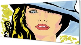 Szklany Panel Portret Kobiety w Kapeluszu