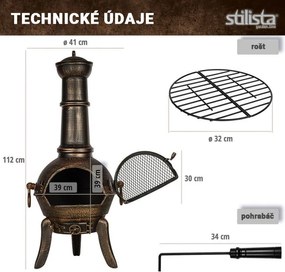 STILISTA Kominek na zewnątrz, srebrnoszary, 112 cm