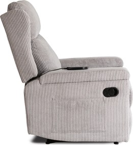 Fotel Masujący SEBASTIAN Rozkładany Wypoczynkowy z Podnóżkiem Szary Sztruksowy Nowoczesny