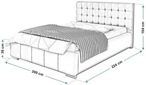 Tapicerowane łóżko ze schowkiem 180x200 Elber 3X Vitrea