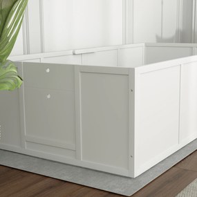 PawHut Boks porodowy dla psów i szczeniąt, z regulowanymi wejściami, dla dużych i małych psów, 196 x 96 x 48 cm, Biały